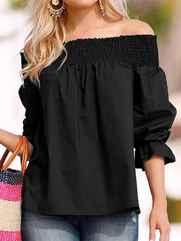 Choies Black Stretch Off Shoulder Bow Tie Back Blouse