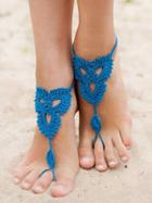 Choies Doger Blue Cut Out Crochet Toe Ring Barefoot Sandals