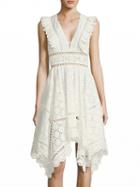 Choies White Plunge Cut Out Detail Asymmetric Hem Lace Dress