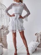 Choies White High Neck Flare Sleeve Chic Women Lace Mini Dress