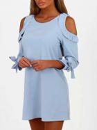 Choies Blue Cold Shoulder Ruffle Trim Mini Dress