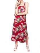 Choies Polychrome Square Neck Floral Back Cross Side Split Dress
