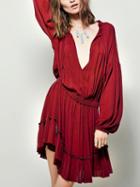 Choies Red Plunge Long Sleeve Mini Dress