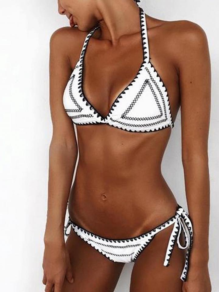 Choies White Halter Bikini Top And Bottom