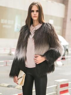 Choies Brown Quality Tie-dye Faux Fur Warm Coat