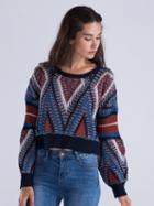 Choies Multicolor Chevron Pattern Chunky Knit Jumper