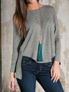 Choies Gray Hi-lo Casual Knitted Sweater