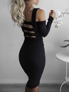 Choies Black Cotton Cut Out Back Long Sleeve Chic Women Bodycon Mini Dress