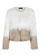 Choies Camel Color Block Faux Fur Coat