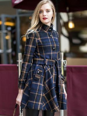 Choies Vintage Plaid Woolen Trench Coat