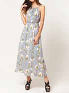 Choies Gray Spaghetti Strap Floral Print Maxi Dress
