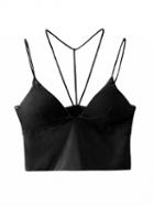 Choies Black V-neck Spaghetti Strap Crop Top