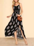 Choies Black Spaghetti Strap Split Maxi Beach Dress