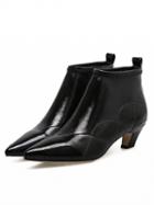 Choies Black Leather Pointed Ankle Boots