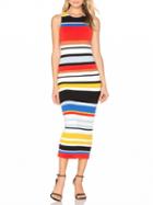Choies Polychrome Contrast Striped Sleeveless Bodycon Midi Dress