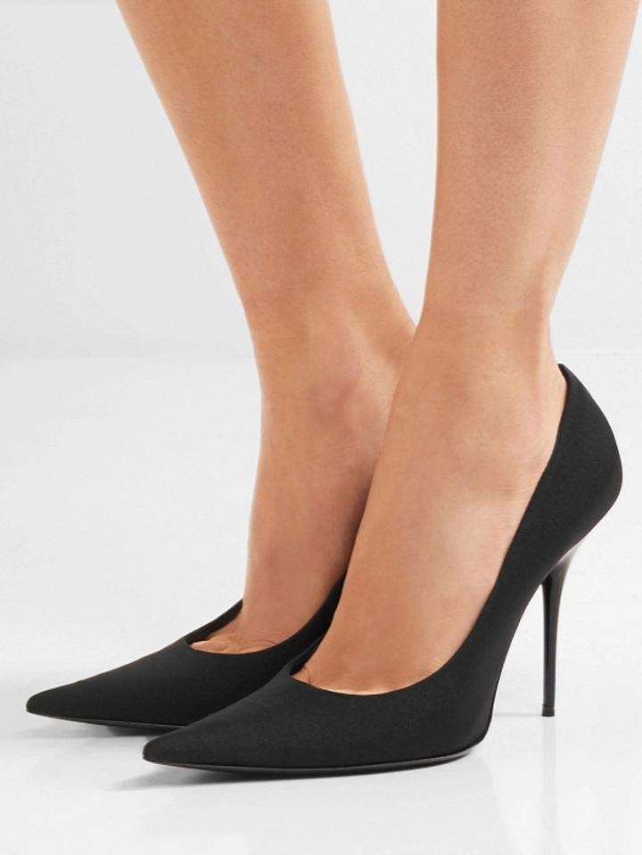 Choies Black Satin Look Pointed High Heeled Pumps