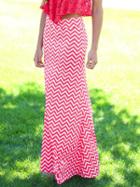 Choies Hot Pink Chevron Print Bodycon Maxi Skirt
