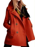 Choies Orange Double Breasted Woolen Coat