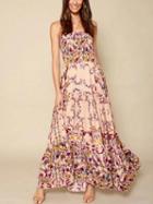 Choies Polychrome Floral Stretch Strapless Maxi Beach Dress