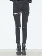 Choies Black Ripped Distressed Skinny Jeans
