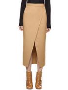 Choies Camel Wrap Front Midi Pencil Skirt