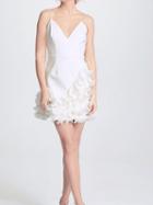 Choies White Plunge Ruffle Trim Open Back Chic Women Cami Mini Dress