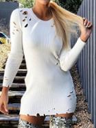 Choies White Long Sleeve Chic Women Knit Bodycon Mini Dress