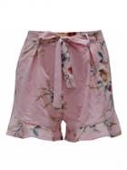 Choies Pink Floral Print Tie Waist Frill Hem Shorts