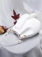 Choies White Tassel Drawstring Detail Bucket Shoulder Bag