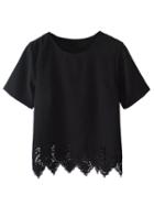 Choies Black Asymmetric Short Sleeve T-shirt
