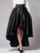 Choies Black Bowknot Waist Hi-lo Skater Skirt
