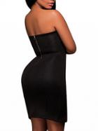 Choies Black Bandeau Split Front Bodycon Mini Dress