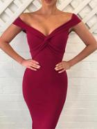 Choies Red Plunge Knot Front Bodycon Dress