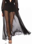 Choies Black Short Lined Sheer Maxi Skirt