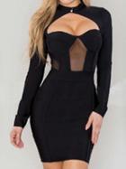 Choies Black Cut Out Detail Long Sleeve Bodycon Mini Dress