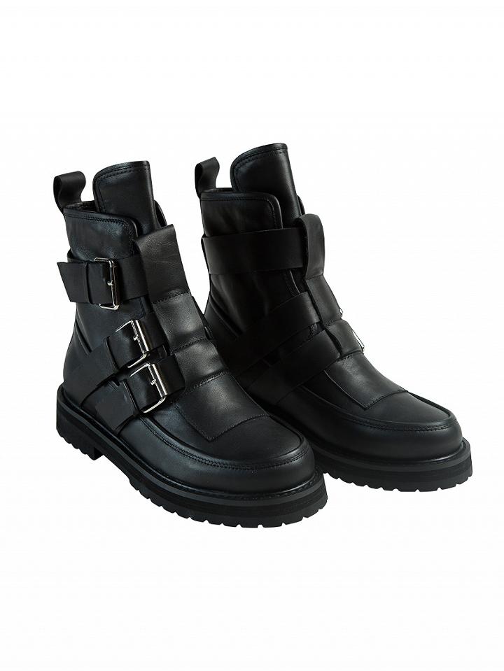 Choies Black Leather Buckle Strap Chunky Ankle Boots
