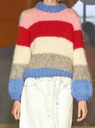 Choies Polychrome Stripe Long Sleeve Chic Women Mohair Knit Sweater
