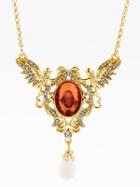 Choies Golden Cut Out Crystal Stone Teardrop Necklace