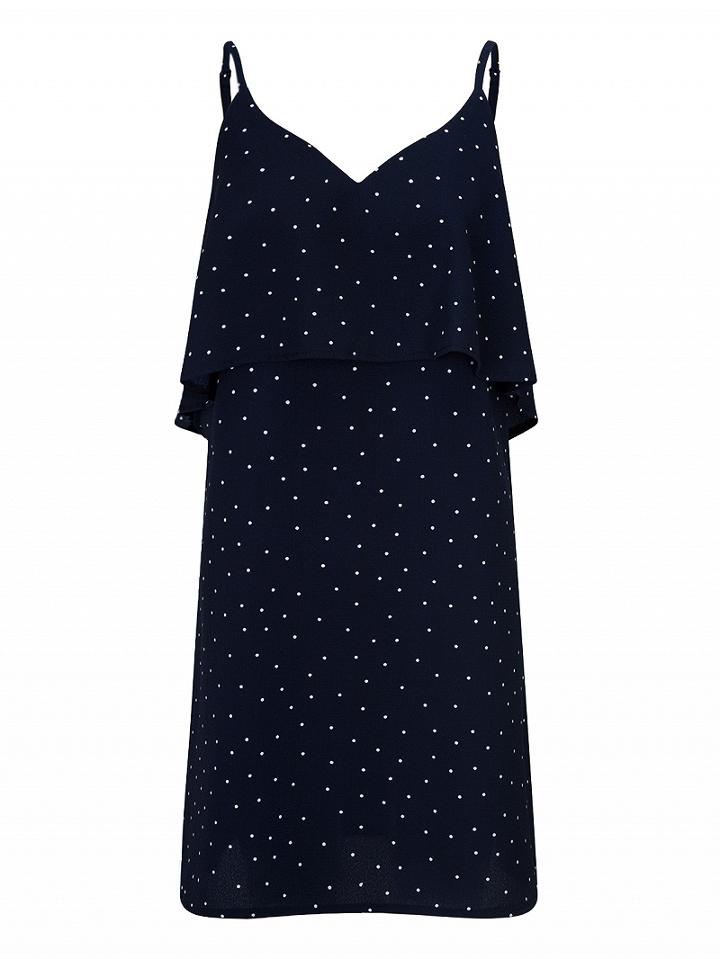 Choies Blue V-neck Polka Dot Layered Top Backless Cami Dress