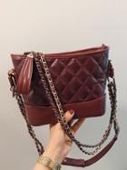 Choies Red Pu Argyle Plaid Chain Strap Chic Women Cross Body Bag