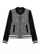 Choies Black Mixed Knitted Baseball Jacket