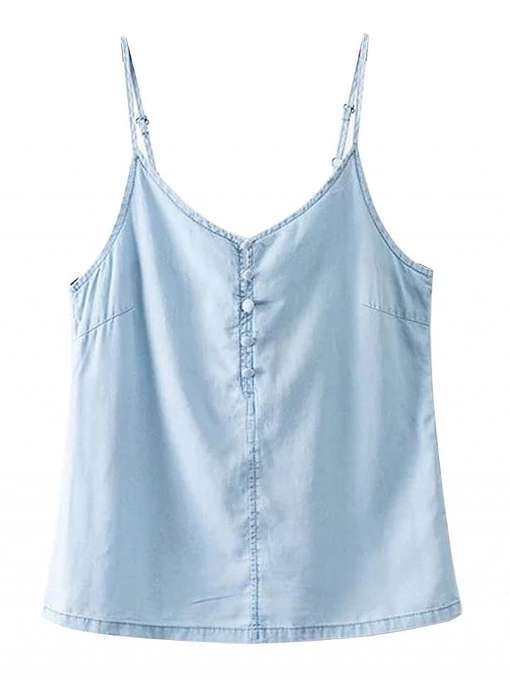 Choies Blue V-neck Tie Back Cami Top