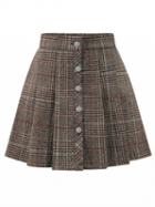 Choies Khaki Plaid Button Front Mini Skirt