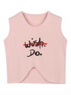 Choies Pink Letter Print Asymmetric Cropped Vest