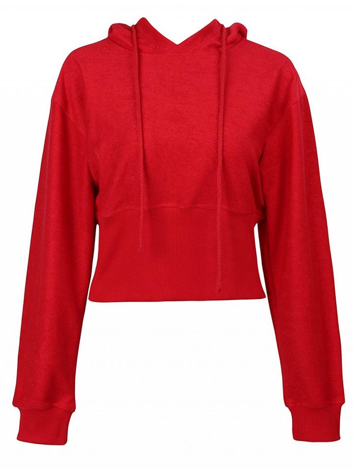 Choies Red Long Sleeve Drawstring Hoodie