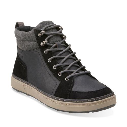 Clarks Lorsen Top In Black Warm Lined Leather