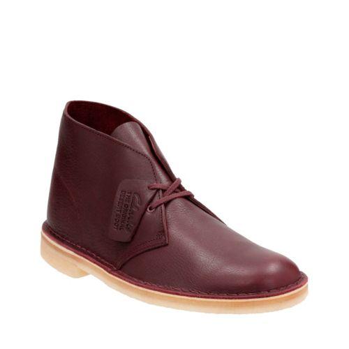 Clarks Desert Boot In Burgundy Tumbled Leather