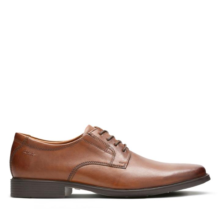 Clarks Tilden Plain - Dark Tan Leather - Mens 7