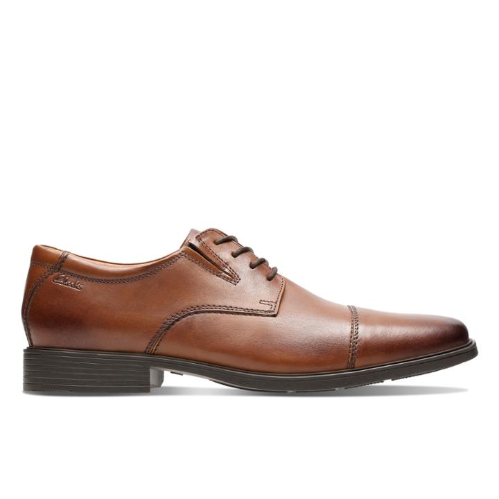 Clarks Tilden Cap - Dark Tan Leather - Mens 9.5