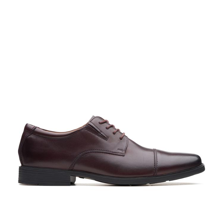 Clarks Tilden Cap - Wine Leather - Mens 8